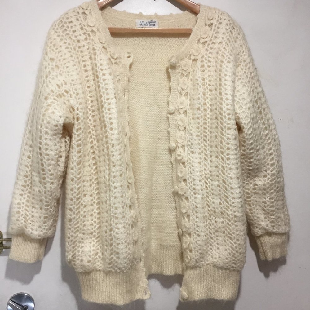 VINTAGE LA ROSE KNITTED CARDIGAN SWEATERS SIZE L